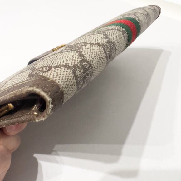 VIntage Gucci Wallet Trifold Brown Monogram GG Passport Sherry Line Canvas 80s - Picture 3 of 16